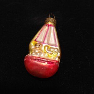 VTG Thomas Pacconi Hand Blown Glass Sailboat Teddy Elephant Christmas Ornament